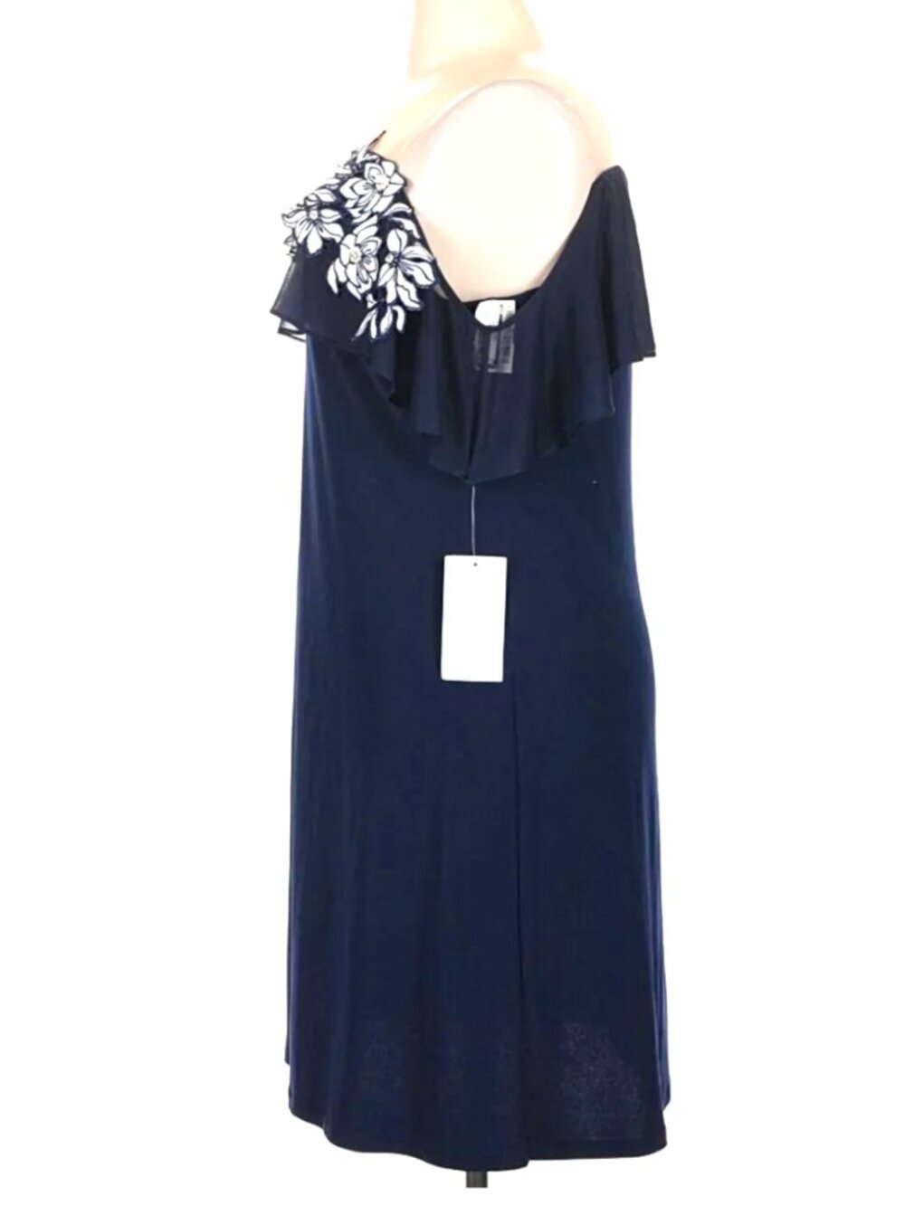 MSK Women's Embellished Off-The-Shoulder Blue and White Dress- Size XL- NWT - Picture 7 of 12